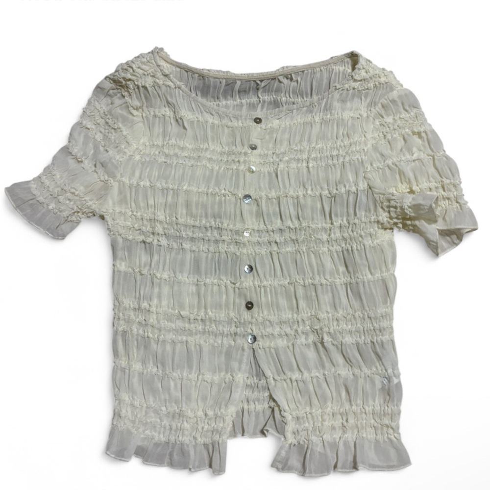 Elegant Cream Ruffled Women's Top
